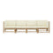 4 Piece Garden Lounge Set Bamboo With Cream White Cushions