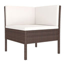 3 Piece Garden Lounge Set With Cream White Cushion Poly Rattan Brown