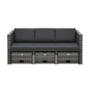 4 Piece Garden Lounge Set Grey With Cushions Poly Rattan