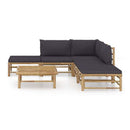 6 Piece Garden Lounge Set With Dark Grey Cushions Bamboo
