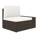 5 Piece Garden Lounge Set With Cream White Cushions Poly Rattan Brown