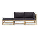 3 Piece Garden Lounge Set With Dark Grey Cushions Bamboo