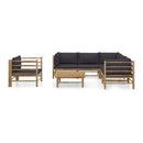 7 Piece Garden Lounge Set With Cushions Dark Grey Bamboo