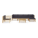 7 Piece Garden Lounge Set With Dark Grey Cushion Bamboo