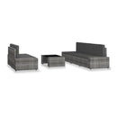 6 Piece Garden Lounge Set Poly Rattan Grey