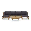 7 Piece Garden Lounge Set With Dark Grey Cushions Bamboo