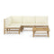 5 Piece Garden Lounge Set With Cream White Cushions Bamboo