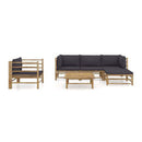 6 Piece Garden Lounge Set With Dark Grey Cushion Bamboo