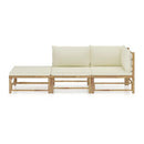 3 Piece Garden Lounge Set With Cream White Cushions Bamboo
