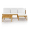 5 Piece Garden Lounge Set Solid Acacia Wood With Cushion Cream White