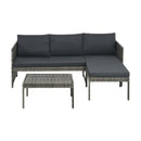 3 Piece Garden Lounge Set With Dark Grey Cushions And Poly Rattan Grey