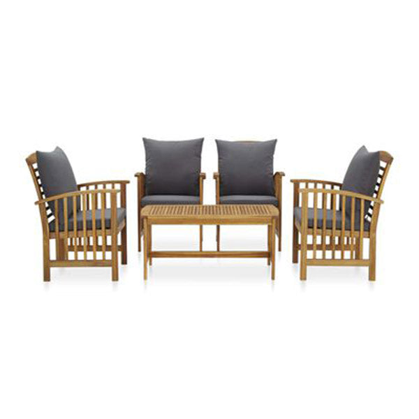 5 Piece Garden Lounge Set With Cushions Dark Grey Solid Acacia Wood
