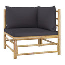 3 Piece Garden Lounge Set With Cushions Dark Grey Bamboo