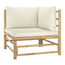2 Piece Garden Lounge Set Bamboo With Cream White Cushions