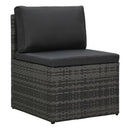 5 Piece Garden Lounge Set Grey With Cushions Poly Rattan