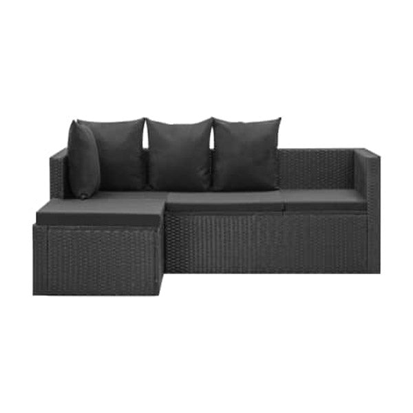 4 Piece Garden Lounge Set Black With Cushions Poly Rattan
