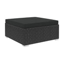 7 Piece Garden Lounge Set With Cushions Black Poly Rattan