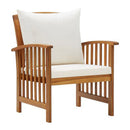 4 Piece Garden Lounge Set With Cream White Cushions Solid Acacia Wood