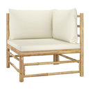 5 Piece Garden Lounge Set With Cream White Cushions Bamboo