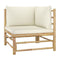 5 Piece Garden Lounge Set With Cream White Cushions Bamboo