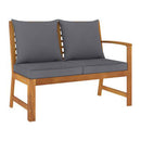 4 Piece Garden Lounge Set With Dark Grey Cushion Solid Acacia Wood