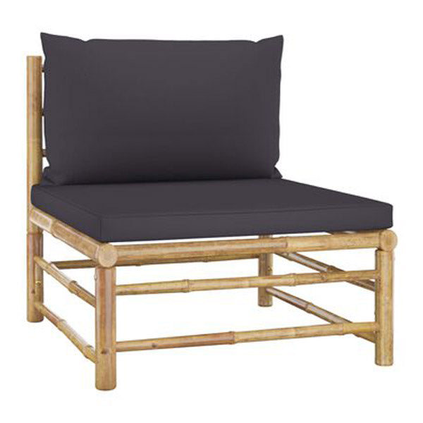 4 Piece Garden Lounge Set Bamboo With Dark Grey Cushions