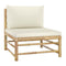 4 Piece Garden Lounge Set With Cream White Cushion Bamboo