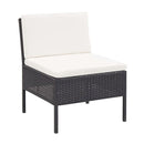 3 Piece Garden Lounge Set Black With Cushions Poly Rattan