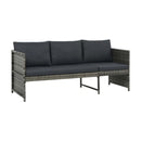 3 Piece Garden Lounge Set With Dark Grey Cushions And Poly Rattan Grey