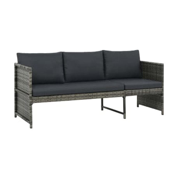 3 Piece Garden Lounge Set With Dark Grey Cushions And Poly Rattan Grey