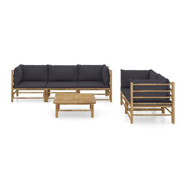 6 Piece Garden Lounge Set With Cushions Bamboo