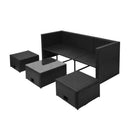 4 Piece Garden Lounge Set Glass Top With Cushions Pe Rattan Black