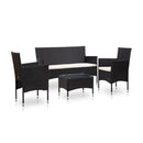 4 Piece Garden Lounge Set With Cream White Cushions Poly Rattan