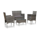 4 Piece Garden Lounge Set Glass Top With Cushions Poly Rattan