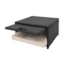 4 Piece Garden Lounge Set Glass Top With Cushions Pe Rattan Black