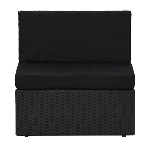 4 Piece Garden Lounge Set Poly Rattan Fabric Black