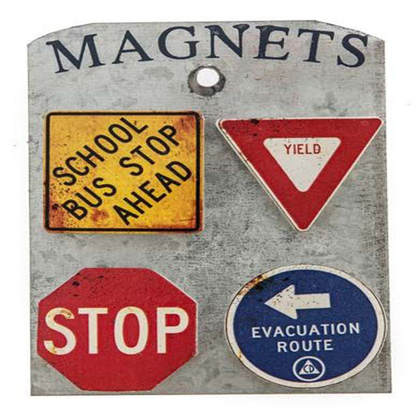 4 Piece Magnet Set Road Signs