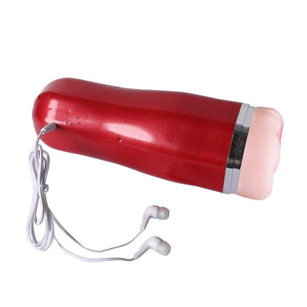Male Vibrating Masturbation Cup Vagina Suction Licking Cup Sex Toy Red