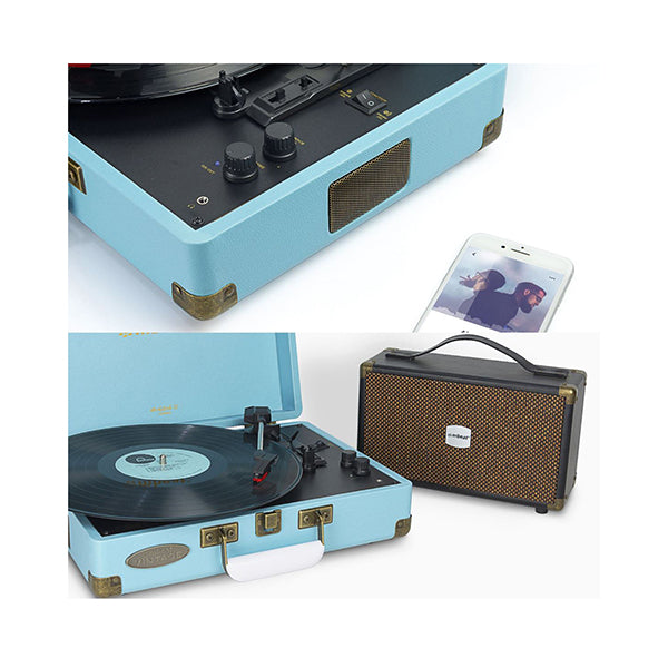 mbeat Woodstock 2 Sky Blue Retro Turntable Player