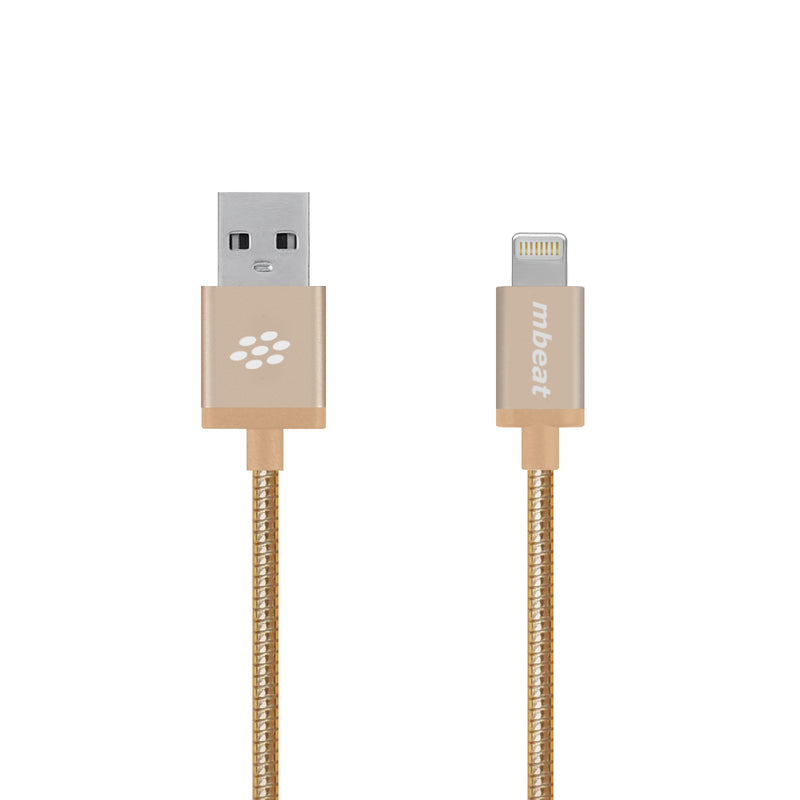 mbeat 'Toughlink' Gold 1.2m Metal Braided MFI Lightning Cable