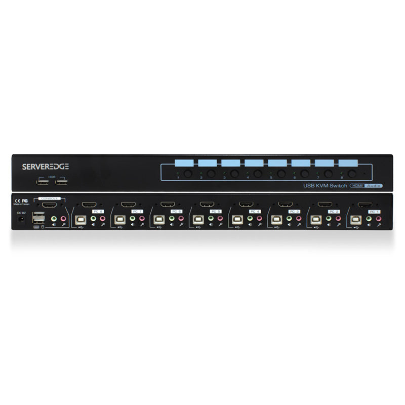 Serveredge 8-Port HDMI USB KVM Combo Switch with Audio Mic & USB Hub 2.0