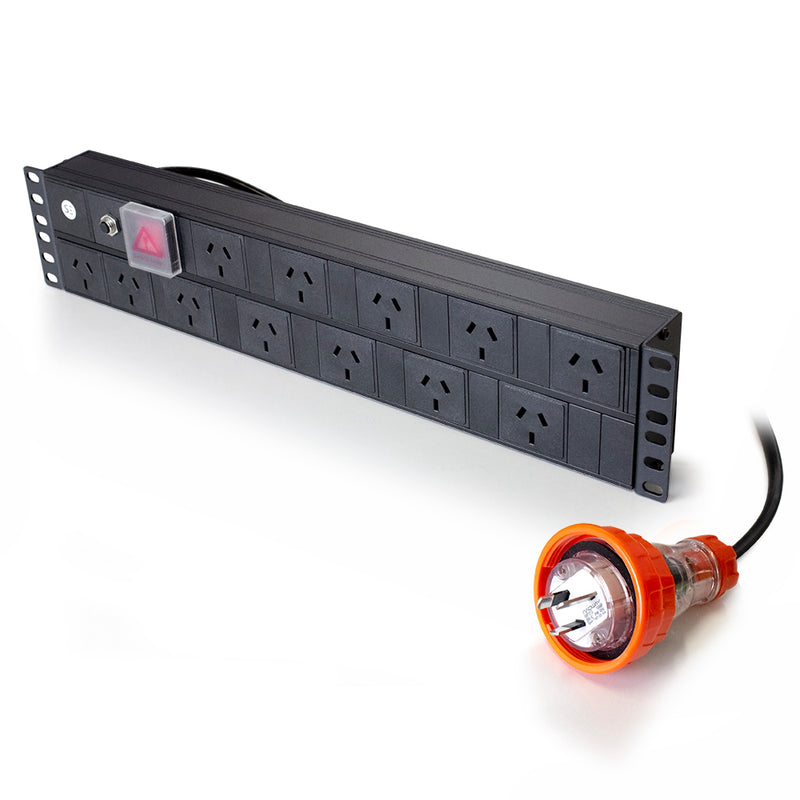 Serveredge 2RU Basic 12 Port PDU (12) 3 Pin AUS GPO Output (1) 3 Pin Captive Plug Input10A 240V
