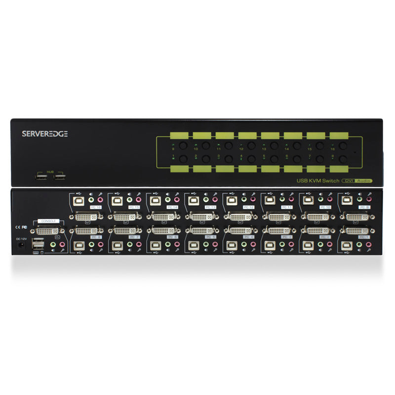 Serveredge 16-Port DVI USB KVM Combo Switch with Audio Mic & USB Hub 2.0