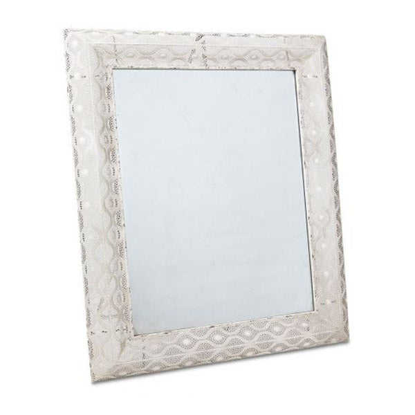 Metal Rectangular Mirror Antique White 74X95X6Cm