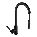 Euro Round Matt Black 360 Degree Swivel Pull Out Kitchen Mixer Tap