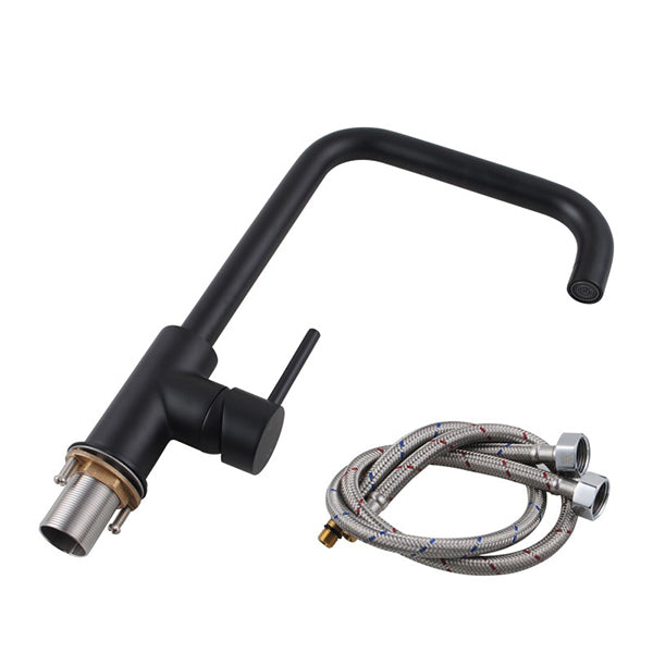 Goonseneck Kitchen Mixer Tap Swivel Spout Laundry Sink Faucets Black