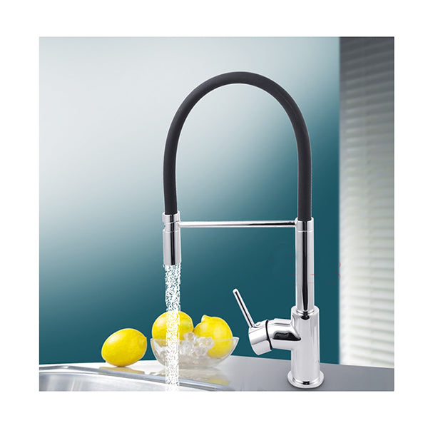Gooseneck Kitchen Sink Mixer Tap Pull Down Flexible Spout Brass