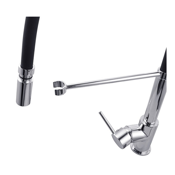 Gooseneck Kitchen Sink Mixer Tap Pull Down Flexible Spout Brass
