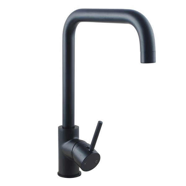 Round Matt Black 360 Degree Swivel Kitchen Sink Mixer Tap Gooseneck