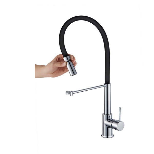 Gooseneck Kitchen Sink Mixer Tap Pull Down Flexible Spout Brass